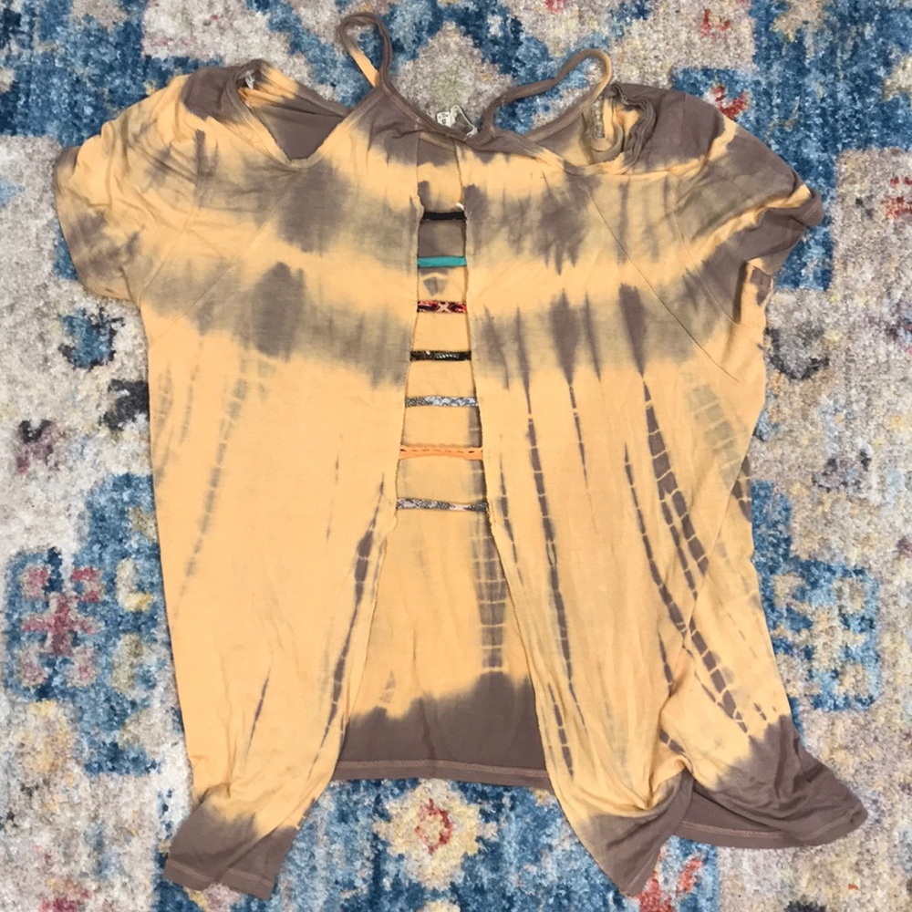 Tie dye off the shoulder open back top